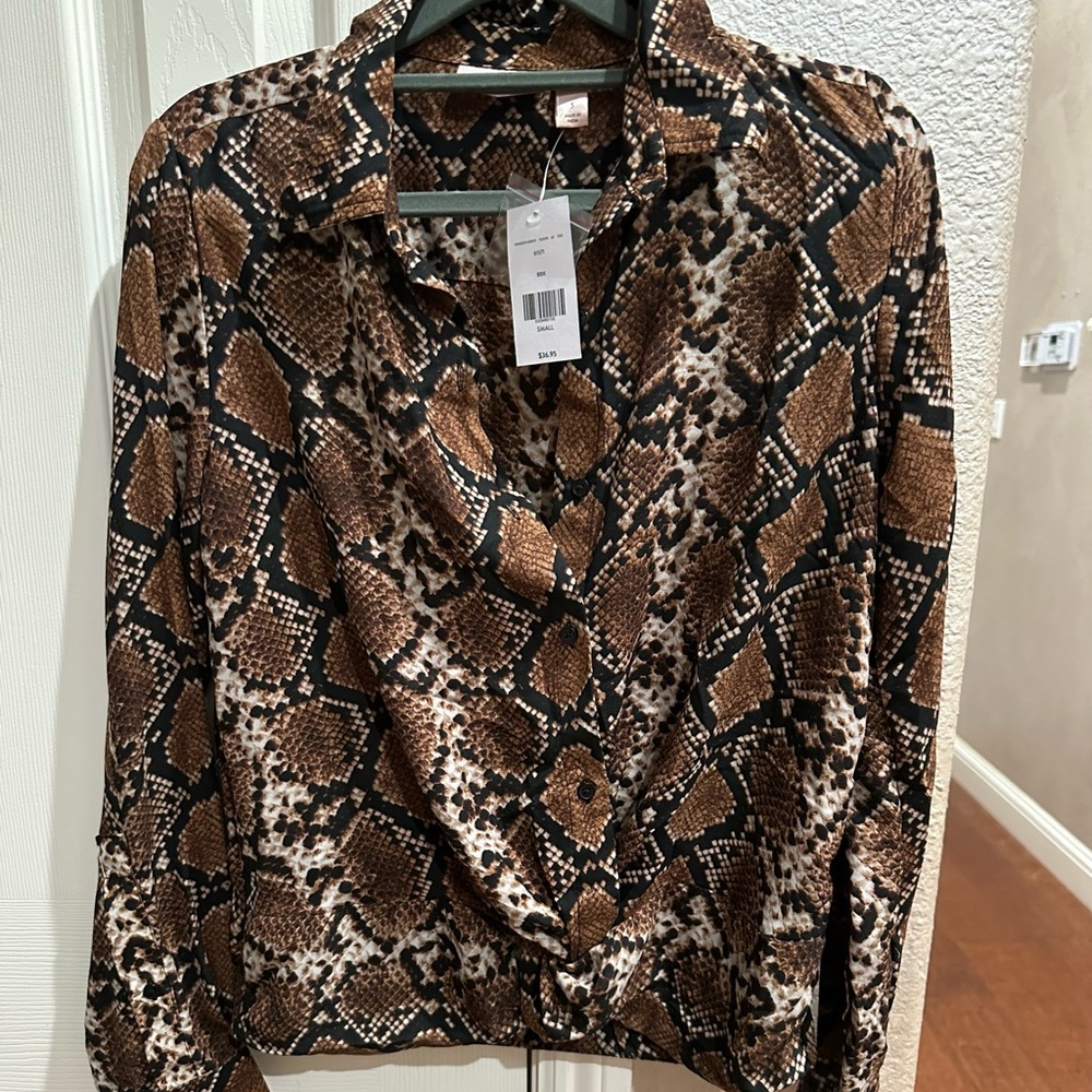Express Brown Snake Print Blouse